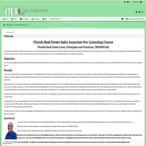 Real Estate Sales Associate Pre-Licensing Course (RE006FL63) - Six (6) month access